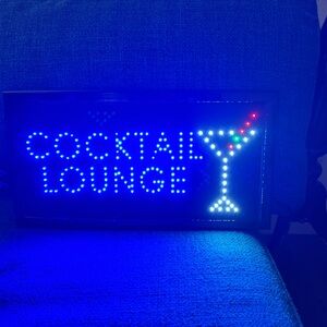 LED Cocktail Lounge Sign - Flashing with blue hue as seen. BRAND NEW